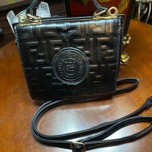 Elegant Black Embossed Crossbody Bag